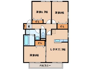 リビングタウン岩国　Ｃ棟の物件間取画像